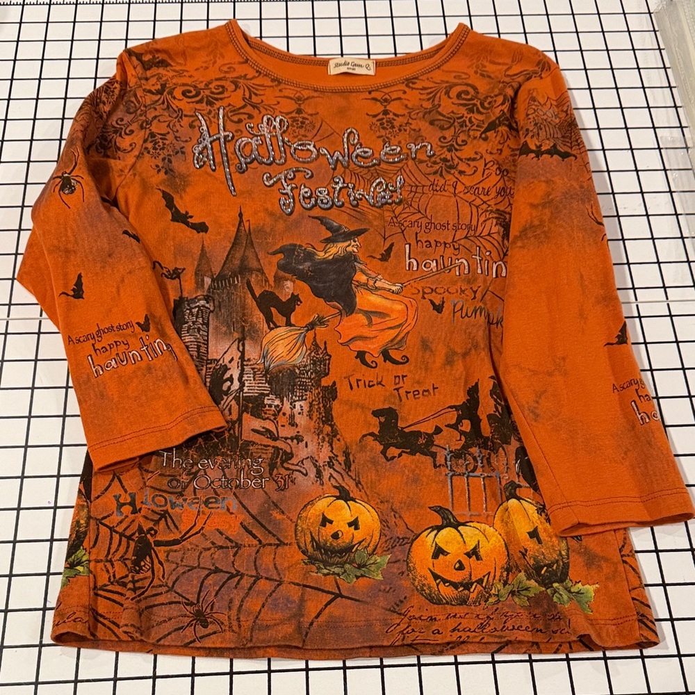 Spooky Halloween Festival Women's Top - Orange - Picture 5 of 9